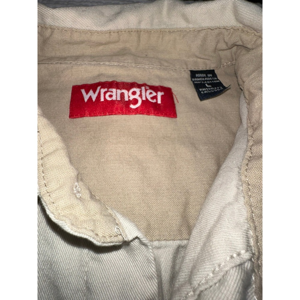 Wrangler Mens Long Sleeve Button Down‎ Shirt Sandstone Western Workwear